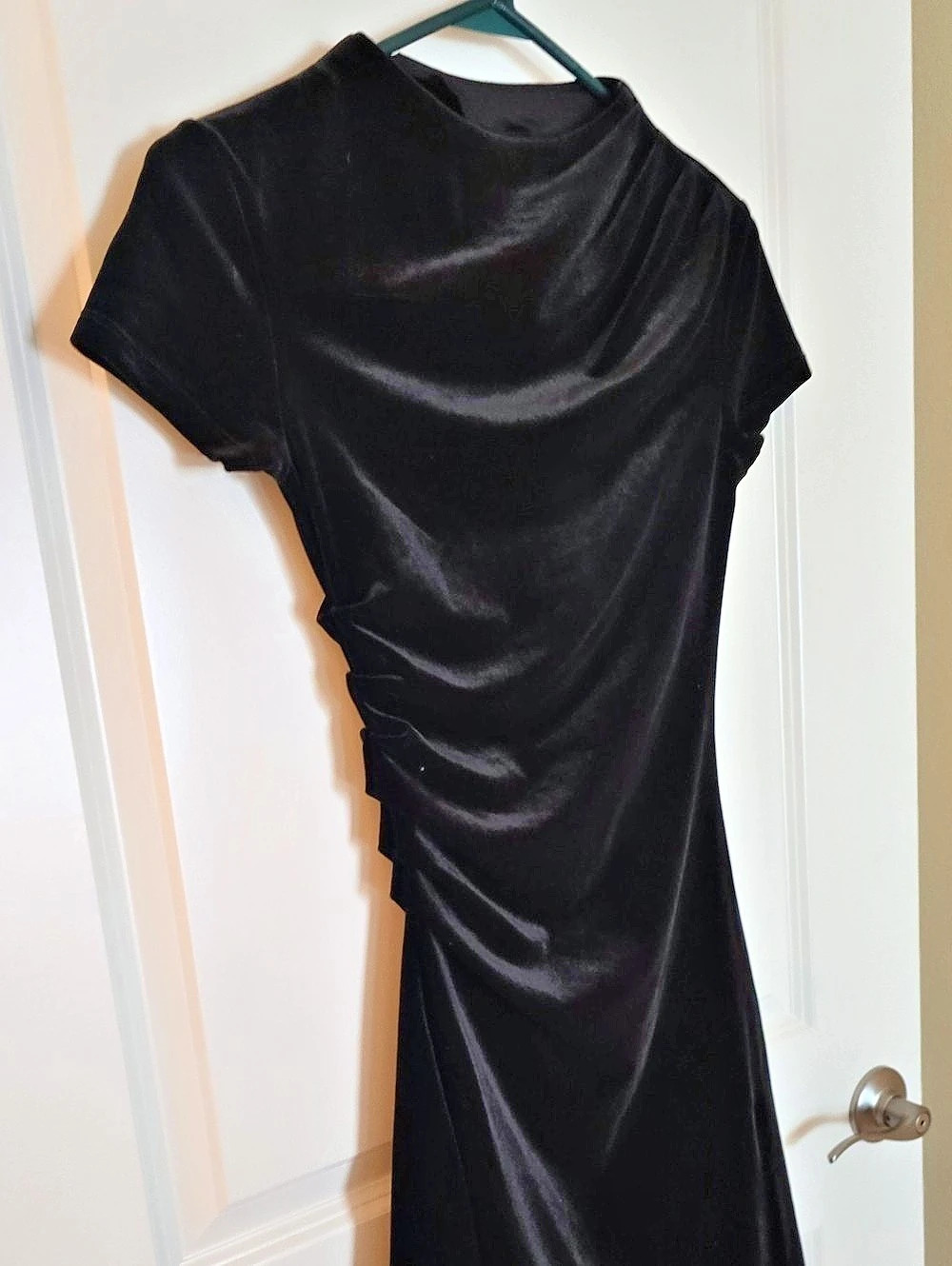 H&M Velvet Ruched Mini Dress in Black